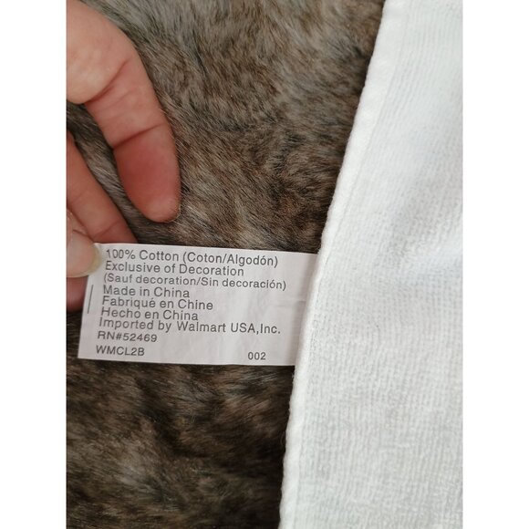 White Cotton Hand Towels With Blue Orange Floral Embroidery Green Polka Dot Trim - Picture 6 of 6